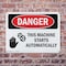 Signmission This Machine Starts Automatically Danger Sign, Plastic, 10in W x 7in L, 2PK OS-2PACK-DS-P-710-L-1590 - alternate 2